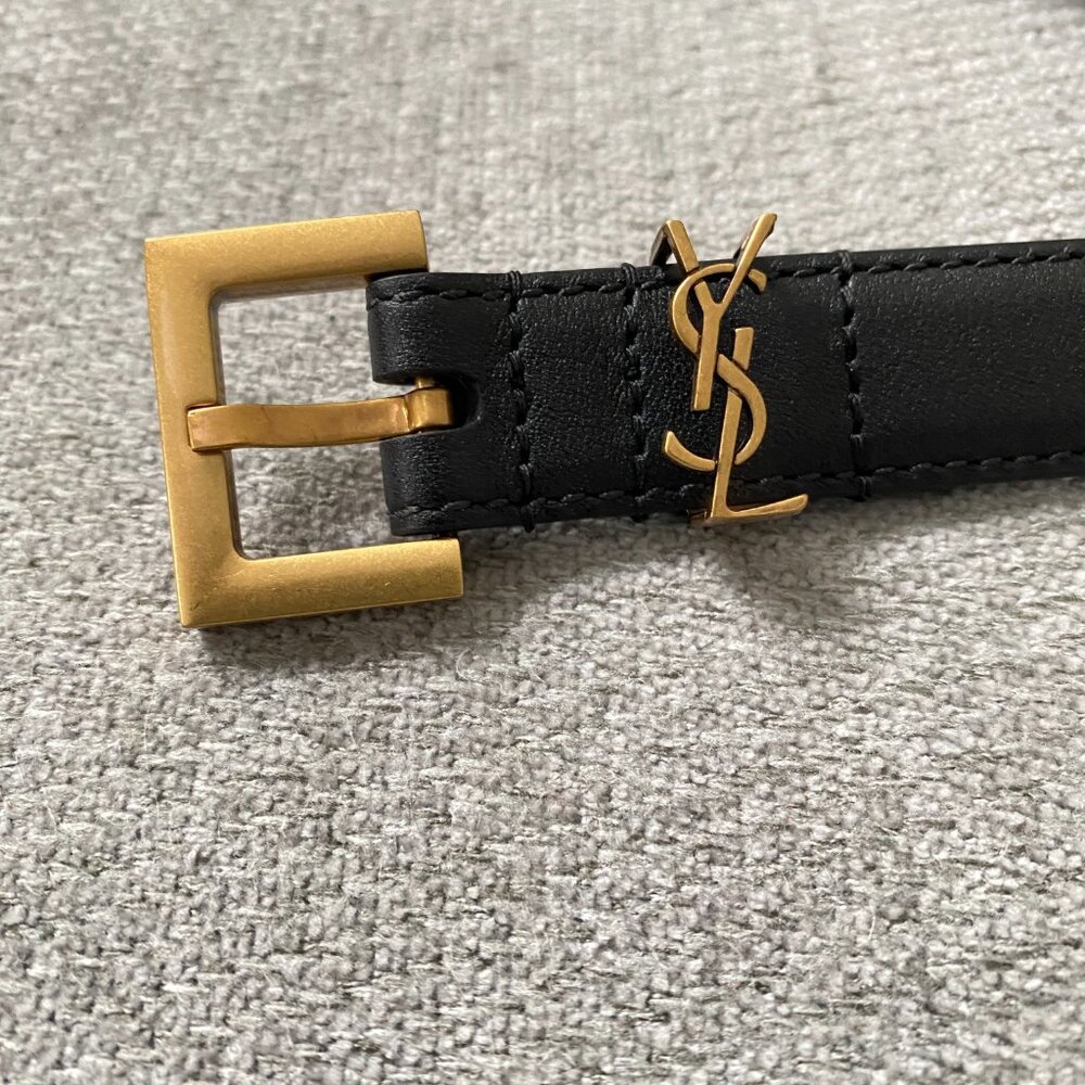 Saint Laurent YSL Monogram Slim Leather Belt 80 - Picture 3 of 6